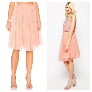 Needle & Thread tulle dusty pink skirt.